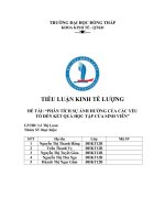 phân tích sự ảnh hưởng của các yếu tố đến kết quả học tập của sinh viên