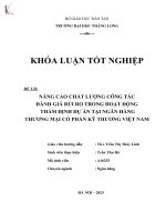 nâng cao chất lượng công tác đánh giá rủi ro trong hoạt động thẩm định dự án tại ngân hàng thương mại cổ phần kỹ thương việt nam