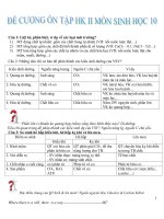 đề cương ôn tập Sinh học 10 ( hot )