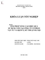 giải pháp nâng cao hiệu quả sử dụng vốn tại công ty cổ phần vật tư và dịch vụ kỹ thuật hà nội