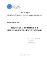Báo cáo thực tập ở bộ phận f & b nhãn hàng kichi