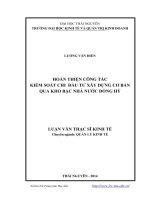 hoàn thiện công tác kiểm soát chi đầu tư xây dựng cơ bản qua kho bạc nhà nước đồng hỷ