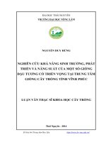 nghiên cứu khả năng sinh trưởng, phát triển và năng suất của một số giống đậu tương có triển vọng tại trung tâm giống cây trồng tỉnh vĩnh phúc