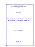 Đánh giá hiện trạng quản lý rác thải sinh hoạt trên địa bàn huyện thanh liêm tỉnh hà nam