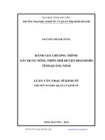 đánh giá chương trình xây dựng nông thôn mới huyện hoành bồ, tỉnh quảng ninh