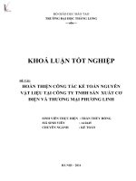 hoàn thiện công tác kế toán nguyên vật liệu tại công ty tnhh sản xuất cơ điện và thương mại phương linh