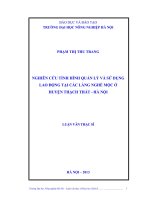 nghiên cứu tình hình quản lý và sử dụng lao động tại các làng nghề mộc ở huyện thạch thất, hà nội