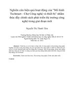 nghiên cứu hiệu quả hoạt động của mô hình techmart - chợ công nghệ và thiết bị nhằm thúc đẩy chính sách phát triển thị trường công nghệ trong giai đoạn mới