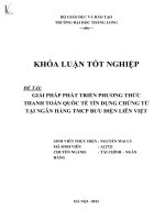 giải pháp phát triển phương thức thanh toán quốc tế tín dụng chứng từ tại ngân hàng thương mại cổ phần bưu điện liên việt