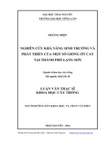 Nghiên cứu khả năng sinh trưởng và phát triển của một số giống ớt cay tại thành phố lạng sơn