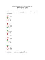 Kiểm tra 45'''' Tiếng Anh 10 (HKI)