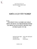 giải pháp nâng cao hiệu quả hoạt động tín dụng tài trợ kinh doanh hộ gia đình tại ngân hàng thương mại cổ phần quốc tế vib