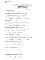 Đề thi KTĐK CKII Toán 4