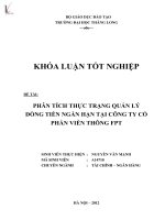 khóa luận tốt nghiệp phân tích thực trạng quản lý dòng tiền ngắn hạn tại công ty cổ phần viễn thông fpt