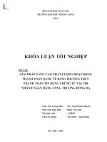 giải pháp nâng cao chất lượng hoạt động thanh toán quốc tế bằng phương thức thanh toán tín dụng chứng từ tại chi nhánh ngân hàng công thương đống đa