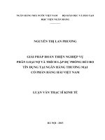 Giải pháp hoàn thiện nghiệp vụ phân loại nợ và trích lập dự phòng rủi ro tín dụng tại Ngân hàng thương mại cổ phần Hàng Hải Việt Nam
