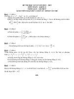 Đề và Đáp án Môn Toán thi HK II năm 2012-2013