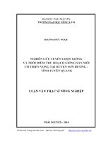 nghiên cứu tuyển chọn giống và thời điểm thu hoạch giống sắn mới có triển vọng tại huyện sơn dương - tỉnh tuyên quang