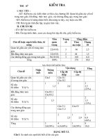 KIỂM TRA CHƯƠNG 3 HÌNH 7. MA TRẬN DÁP ÁN