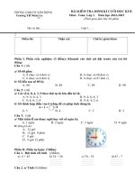 Đề kiểm tra Toan lop 1