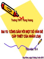 Bài 15: CÔNG DÂN VỚI MỘT SỐ VẤN ĐỀ CẤP THIẾT CỦA NHÂN LOẠI (phần Dịch bệnh hiểm nghèo)
