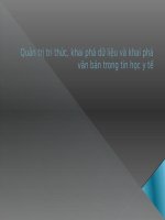 Quản trị tri thức, khai phá dữ liệu và khai phá văn bản trong tin học y tế