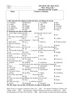 Đề kiểm tra tiếng anh 7 kì 2 chuẩn