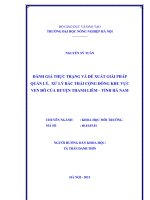 Đánh giá thực trạng và đề xuất giải pháp quản lý rác thải cộng đồng khu vực ven đô của huyện thanh liêm tỉnh hà nam
