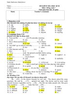 Đề thi HKII Tiếng Anh 7 cực hay ( có đáp án)