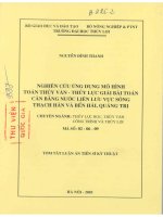 Nghiên cứu ứng dụng mô hình toán thuỷ văn  thuỷ lực giải bài toán cân bằng nước liên lưu vực sông thạch hãn và bến hải, quảng trị