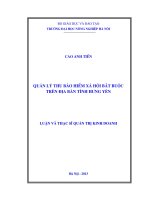 Quản lý thu bảo hiểm xã hội bắt buộc trên địa bàn tỉnh hưng yên