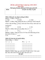 Đề thi cuối kì II lớp 4 môn toán năm học 2012-2013