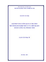 Giải pháp tăng cường quản lý thu thuế đối với doanh nghiệp nhỏ và vừa trên địa bàn huyện lương tài, tỉnh bắc ninh