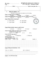 Đề thi Cuồi kì 2 môn Toán, TV CHUANMIMOZA