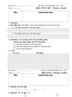 Đề thi cuối năm môn toán và tiếng việt lớp 1