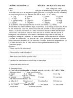 đề kiểm tra học kì 2 lớp 7 2012-213