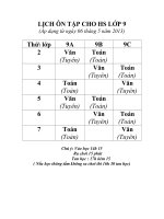 lịch ôn tập cho HS Lớp 9