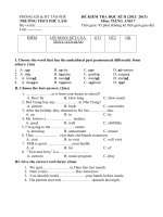 ĐỀ KIỂM TRA HỌC KÌ II (2012- 2013)