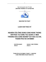 nghiên cứu ứng dụng công nghệ thông tin phục vụ công tác quản lý môi trường khu công nghiệp tây bắc