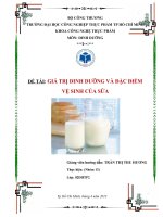 giá trị dinh dưỡng và đặc điểm vệ sinh của sữa  dinh dưỡng