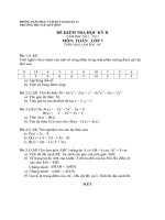Đề và đáp án kiểm tra học kỳ II môn toán 7