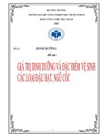 GIÁ TRỊ DINH DƯỠNG VÀ ĐẶC ĐIỂM VỆ SINH CỦA CÁC LOẠI ĐẬU HẠT