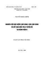 Nghiên cứu đặc điểm lâm sàng, cận lâm sàng và kết quả điều trị u tuyến ức tại Bệnh viện K
