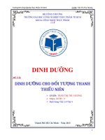 đề tài: DINH DƯỠNG CHO ĐỐI TƯỢNG THANH THIẾU NIÊN