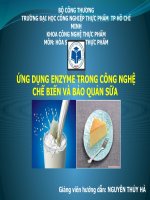 Tiểu luận hóa sinh: ỨNG DỤNG ENZYME TRONG CÔNG NGHỆ CHẾ BIẾN VÀ BẢO QUẢN SỮA  powerpoint