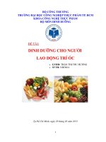 DINH DƯỠNG CHO NGƯỜI  LAO ĐỘNG TRÍ ÓC