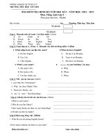 Đề kiểm tra môn tiếng Anh học kì 1