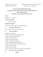 CHƯƠNG TRÌNH TRÌNH ĐỘ ĐẠI HỌC NGÀNH ĐÀO TẠO: KINH TẾ HỌC  QUẢN TRỊ KINH DOANH ĐỀ CƯƠNG CHI TIẾT  MÔN HỌC: QUẢN TRỊ NGUỒN NHÂN LỰC