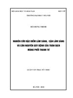 Nghiên cứu đặc điểm lâm sàng, cận lâm sàng và căn nguyên gây bệnh của tràn dịch màng phổi (TDMP) thanh tơ