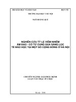Nghiên cứu tỷ lệ viêm nhiễm  âm đạo - cổ tử cung qua sàng lọc  tế bào học tại một số cộng đồng ở Hà Nội (FULL TEXT)